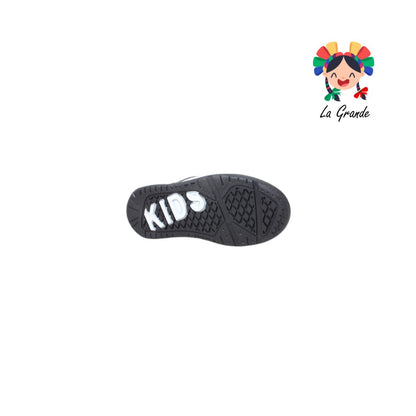 14000 FIRST Negro Blanco Sintético Tenis Casual para Niña y Niño