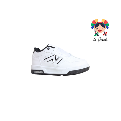 14000 FIRST Blanco Negro Sintético Tenis Casual para Niña y Niño