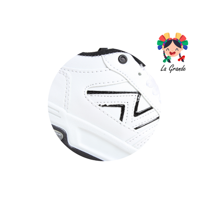 14000 FIRST Blanco Negro Sintético Tenis Casual para Niña y Niño