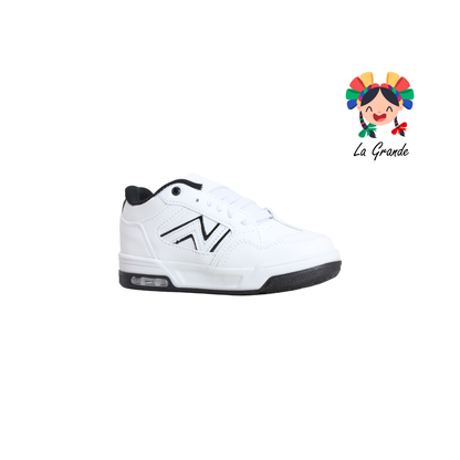 14000 FIRST Blanco Negro Sintético Tenis Casual para Niña y Niño