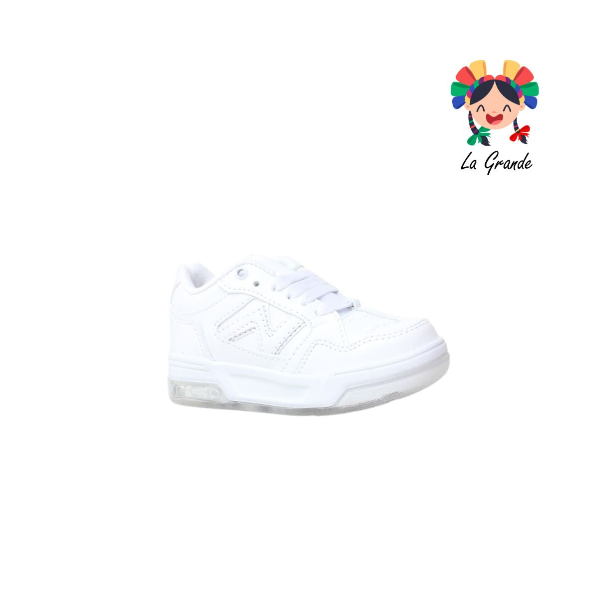 14000 FIRST Blanco Blanco Sintético Tenis Escolar para Niña y Niño