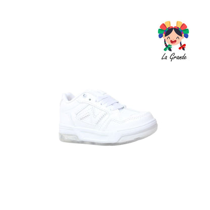14000 FIRST Blanco Blanco Sintético Tenis Escolar para Niña y Niño
