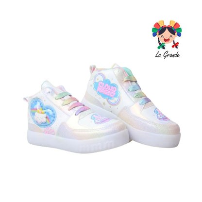 140 NUBE ON KIDS Blanco Multicolor Tenis Casual con Luz Led para Niña