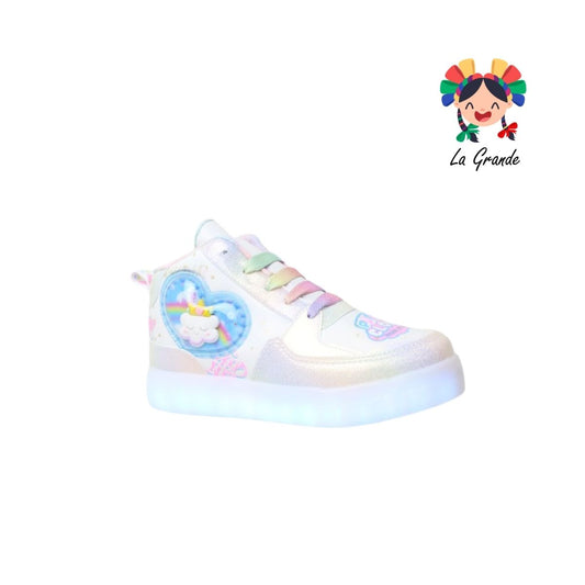 140 NUBE ON KIDS Blanco Multicolor Tenis Casual con Luz Led para Niña