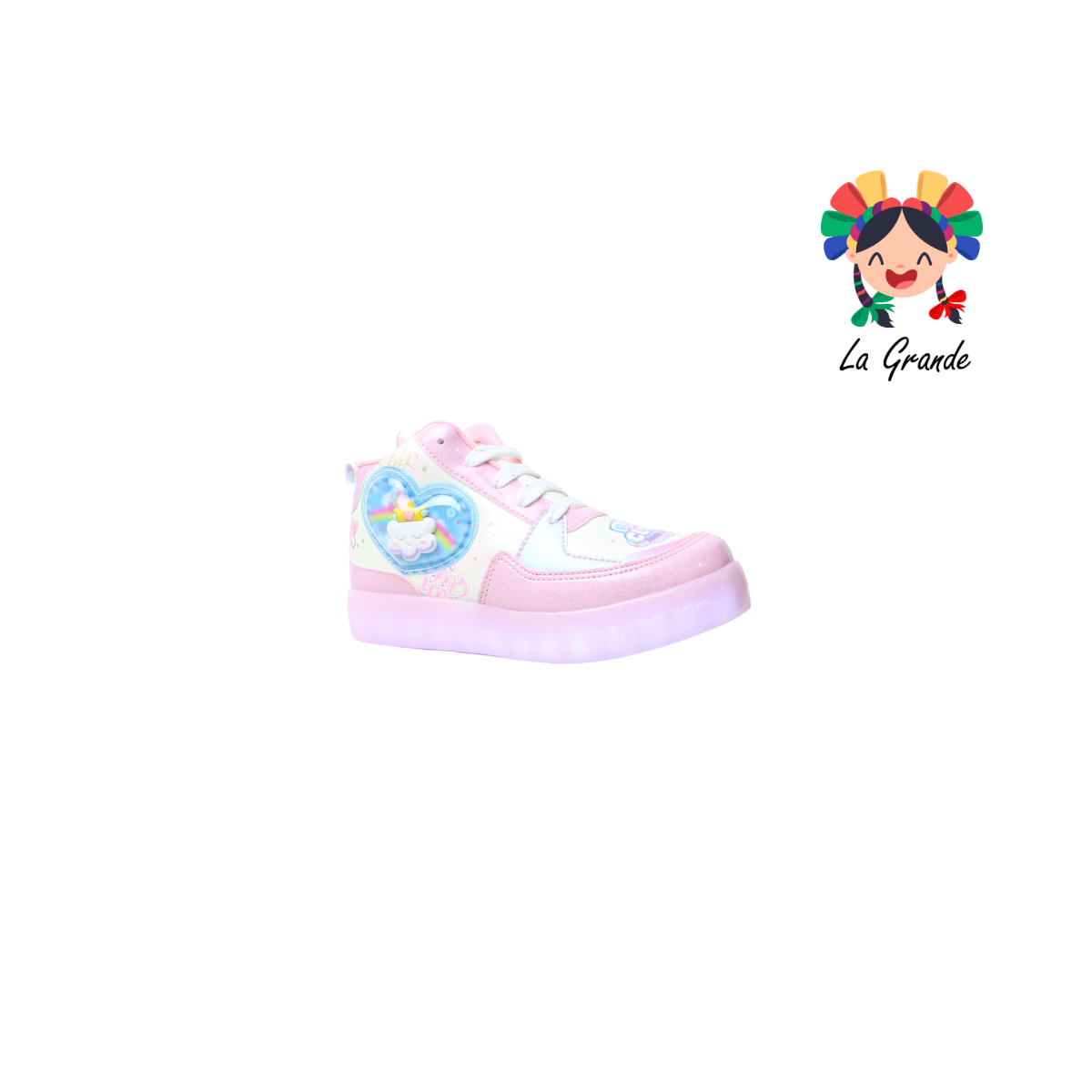 140 ON KIDS Nube Blanco Rosa Sint Tenis Choclo de Luces Led para Niña