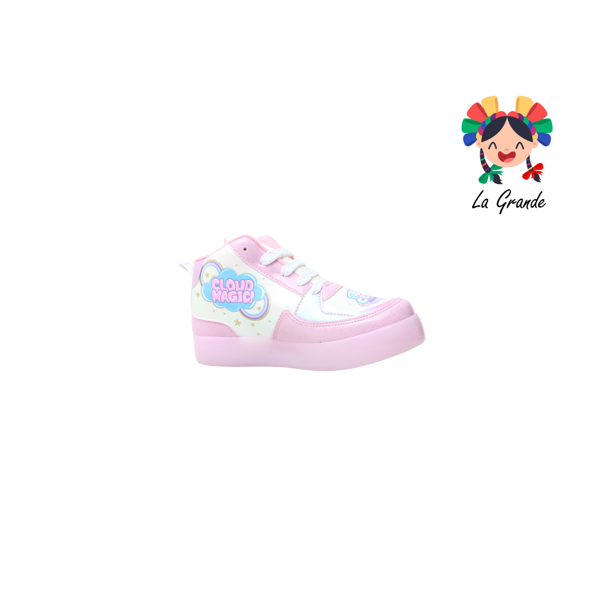 140 ON KIDS Nube Blanco Rosa Sint Tenis Choclo de Luces Led para Niña