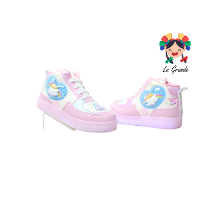 140 ON KIDS Nube Blanco Rosa Sint Tenis Choclo de Luces Led para Niña
