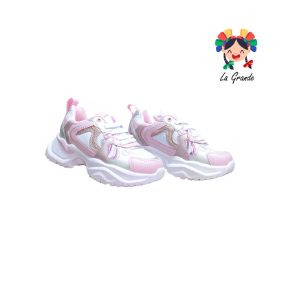 1822 ADIORA Bco Plata Rosa Tenis Deportivo para Niña