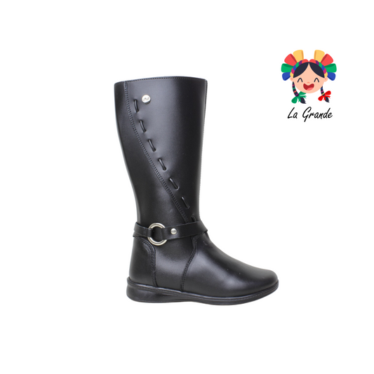 1412 MUJER BONITA Negro Sint Bota Alta para Niña