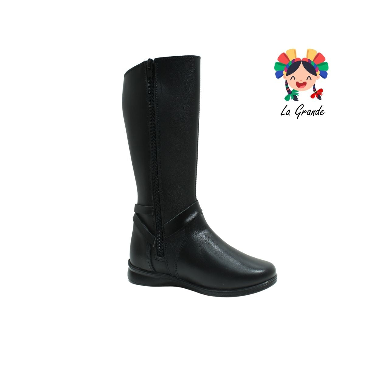 1412 MUJER BONITA Negro Sint Bota Alta para Niña