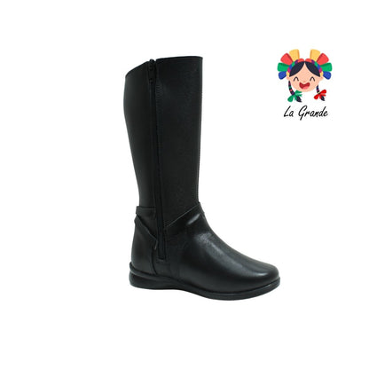1412 MUJER BONITA Negro Sint Bota Alta para Niña