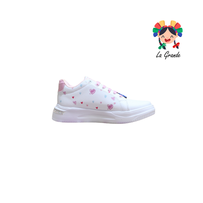 T506-4 DANIELS Blanco Rosa Lumino Tenis Casual para Dama