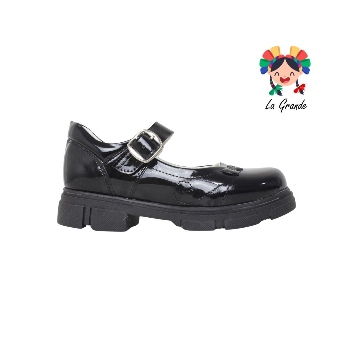 142 GABRIELA Negro Charol Zapato Escolar con Suela Kity para Dama