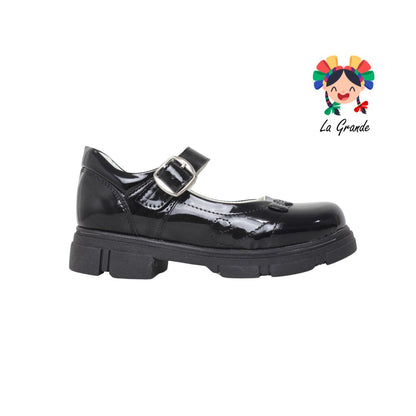 142 GABRIELA Negro Charol Zapato Escolar con Suela Kity para Dama