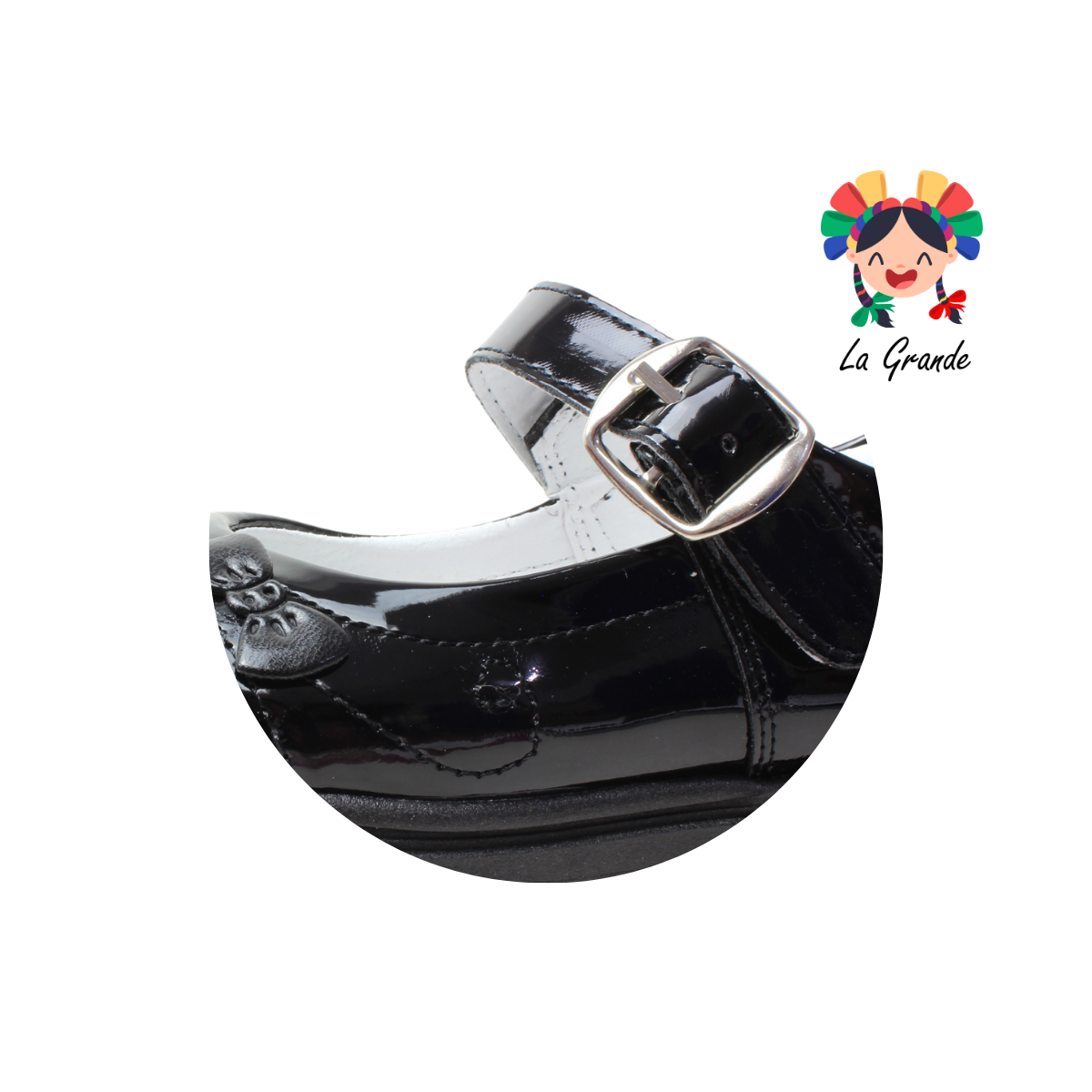 142 GABRIELA Negro Charol Zapato Escolar con Suela Kity para Dama