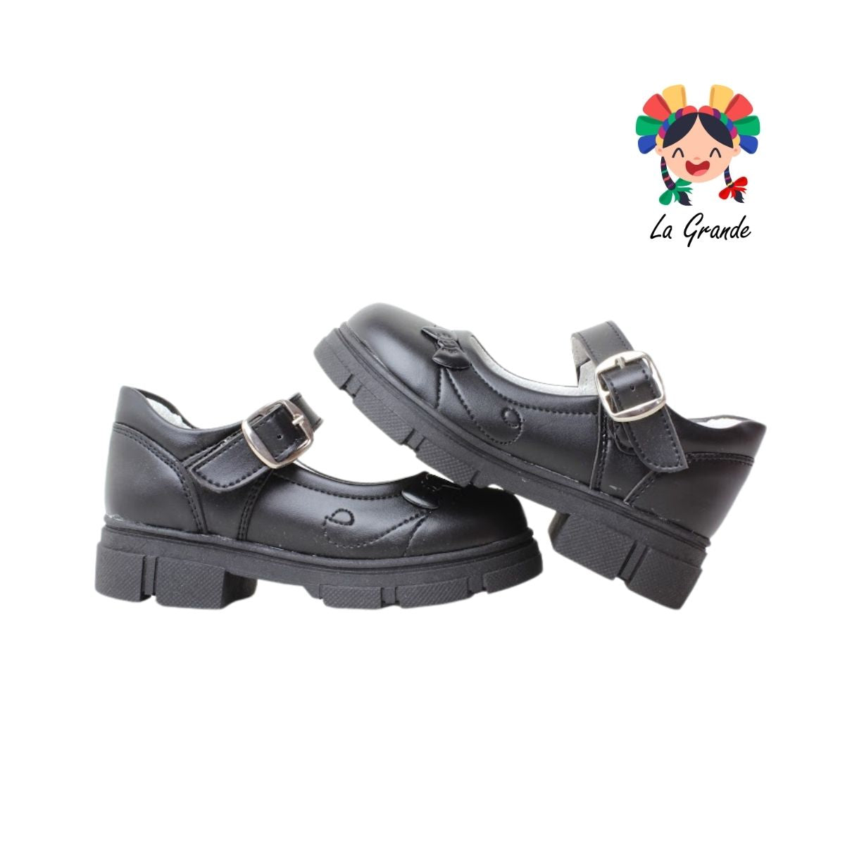 142 GABRIELA Negro Sintético Zapato Escolar con Suela Kity para Niña y Dama