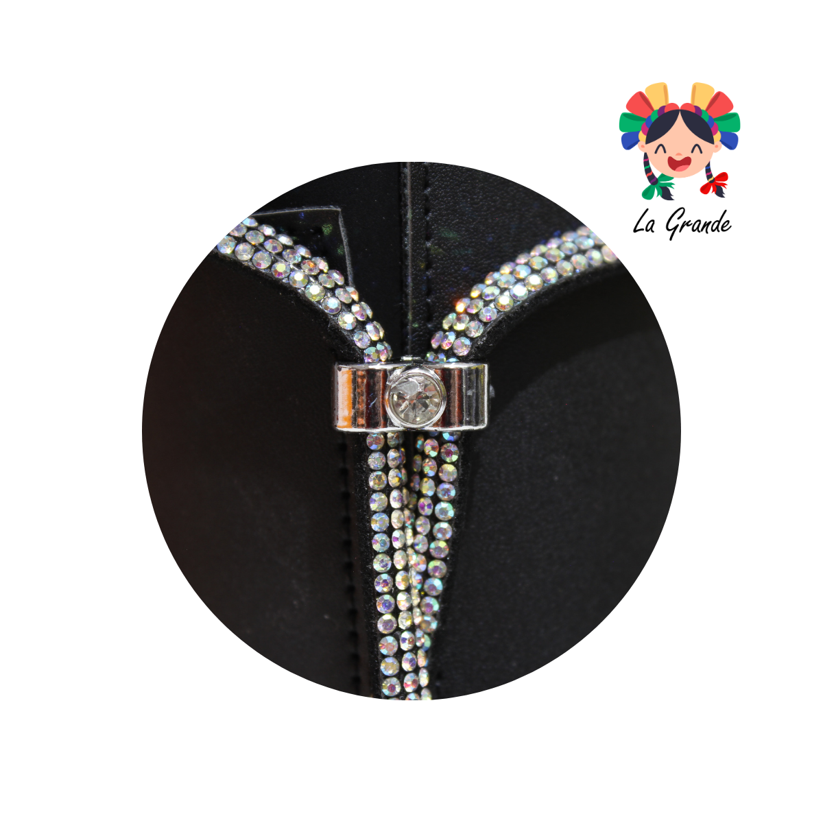 143 WENDY Negro Sintético Bota Alta con Brillos para Niña