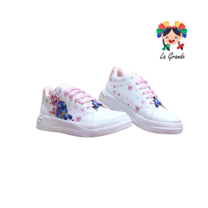 T506-4 DANIELS Blanco Rosa Lumino Tenis Casual para Dama