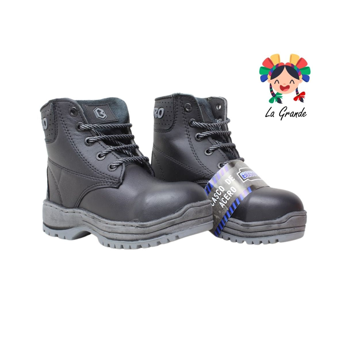 1450 PLANET BOSTON Negro Gris Bota Industrial con Casco para Dama y Jóven