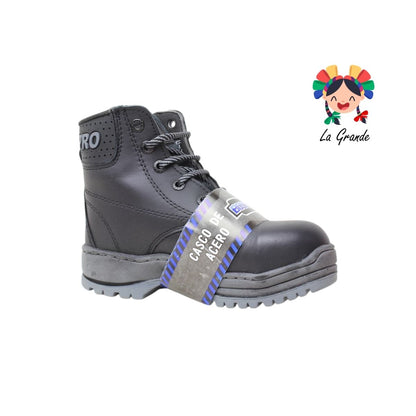 1450 PLANET BOSTON Negro Gris Bota Industrial con Casco para Dama y Jóven