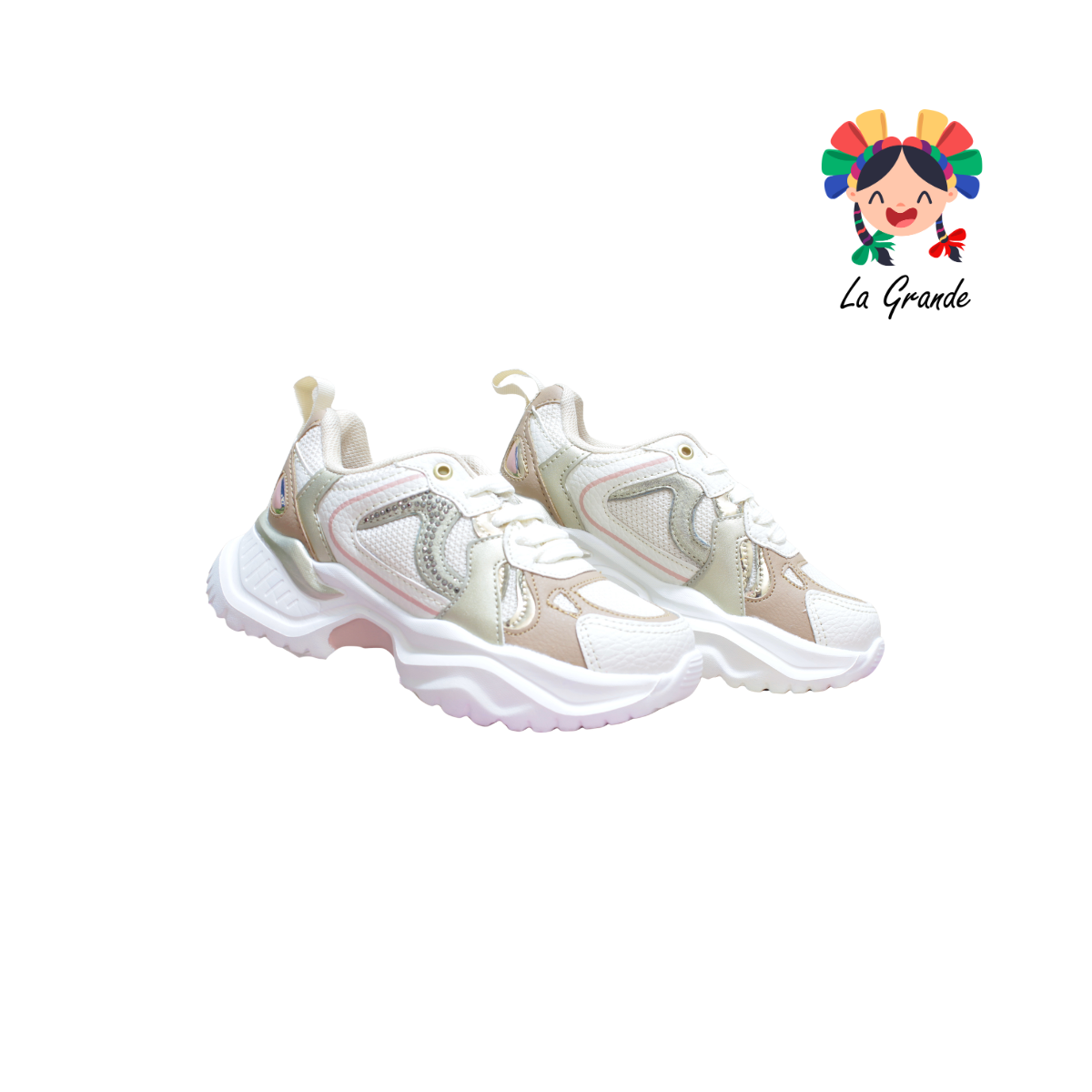 1822 ADIORA Beige Oro Maq Tenis Deportivo para Niña
