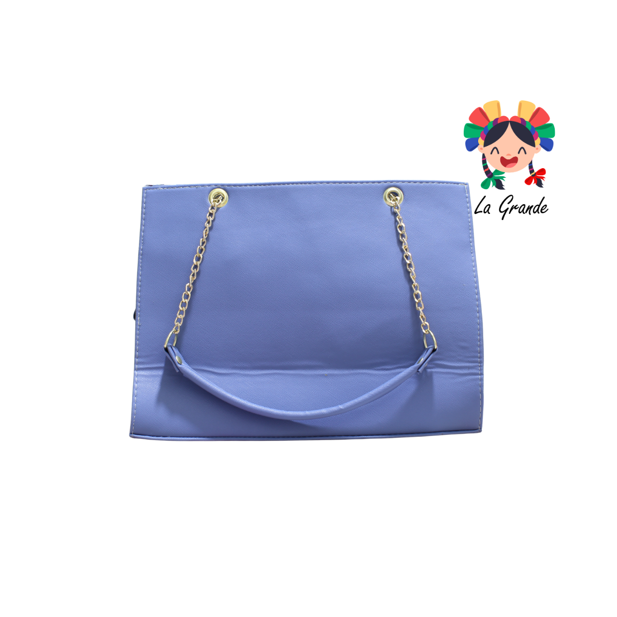 038 STICH LUCCIANA Bolsa Azul Mezclilla Casual Cuadrada con Cadena para Dama