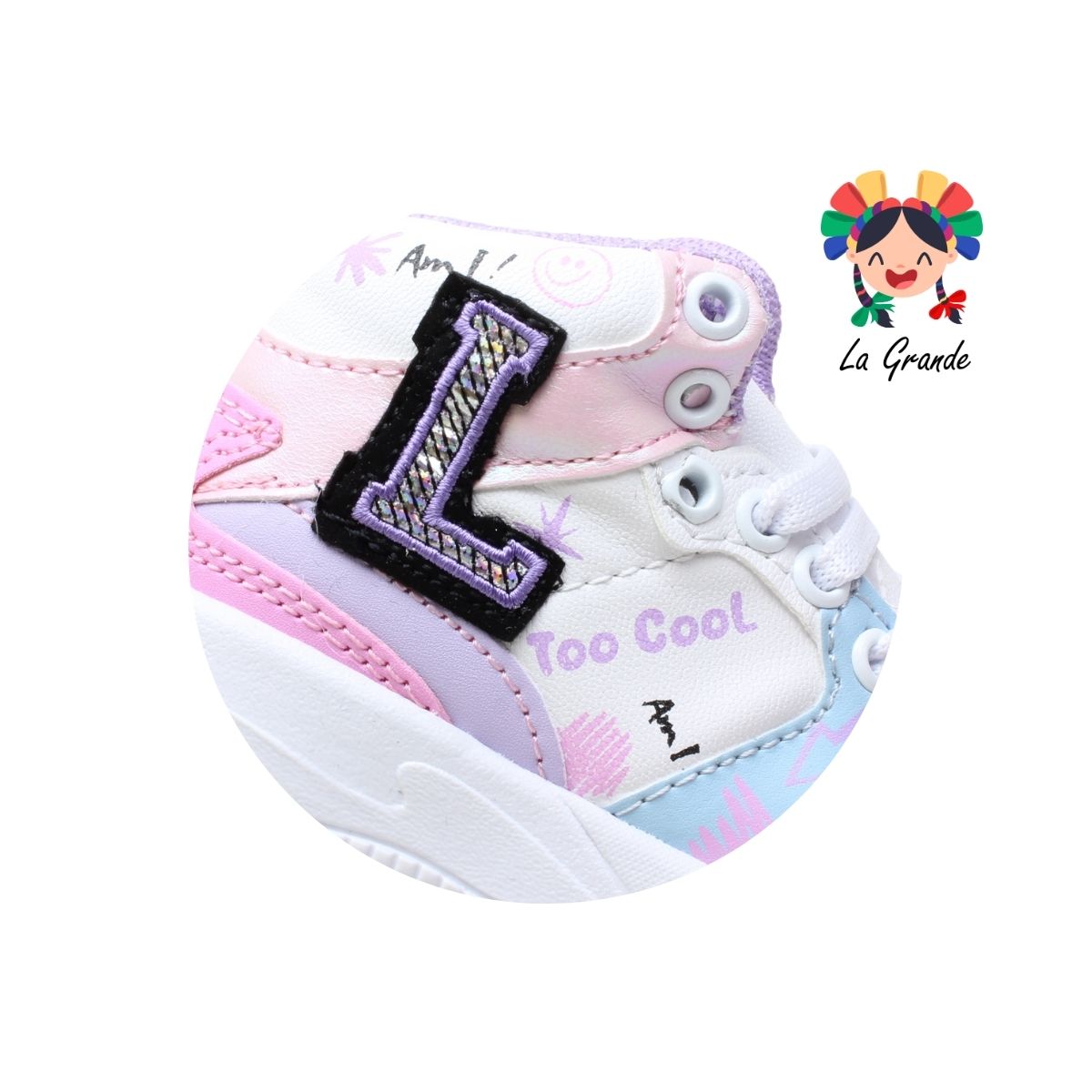 147 LUX-10 Blanco Lila Sintético Tenis Casual para Bebé
