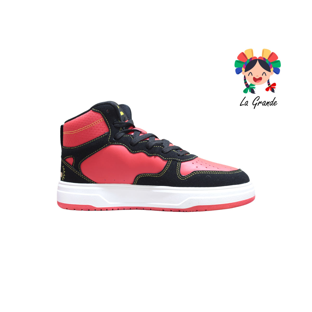 1038232 CHARLY Rojo Negro Tenis Casual para Dama, Joven y Caballero