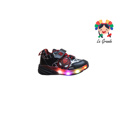 1727 KINGS-LU Negro Rojo Sintético Tenis Casual con Luz Led para Niño