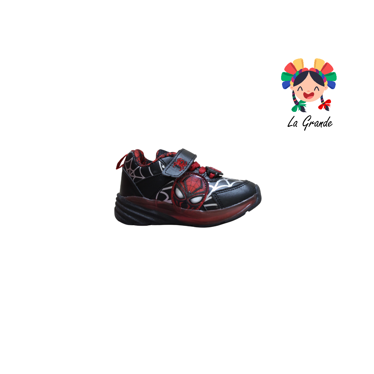 1727 KINGS-LU Negro Rojo Sintético Tenis Casual con Luz Led para Niño