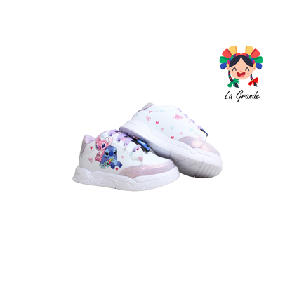 T3-03 DANIELS Blanco Lila Lumino Tenis Casual para Bebé