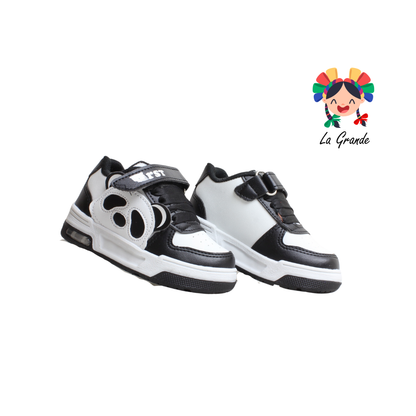 15000 FIRST Blanco Negro Sint Tenis Casual para Bebe, Niña y Niño