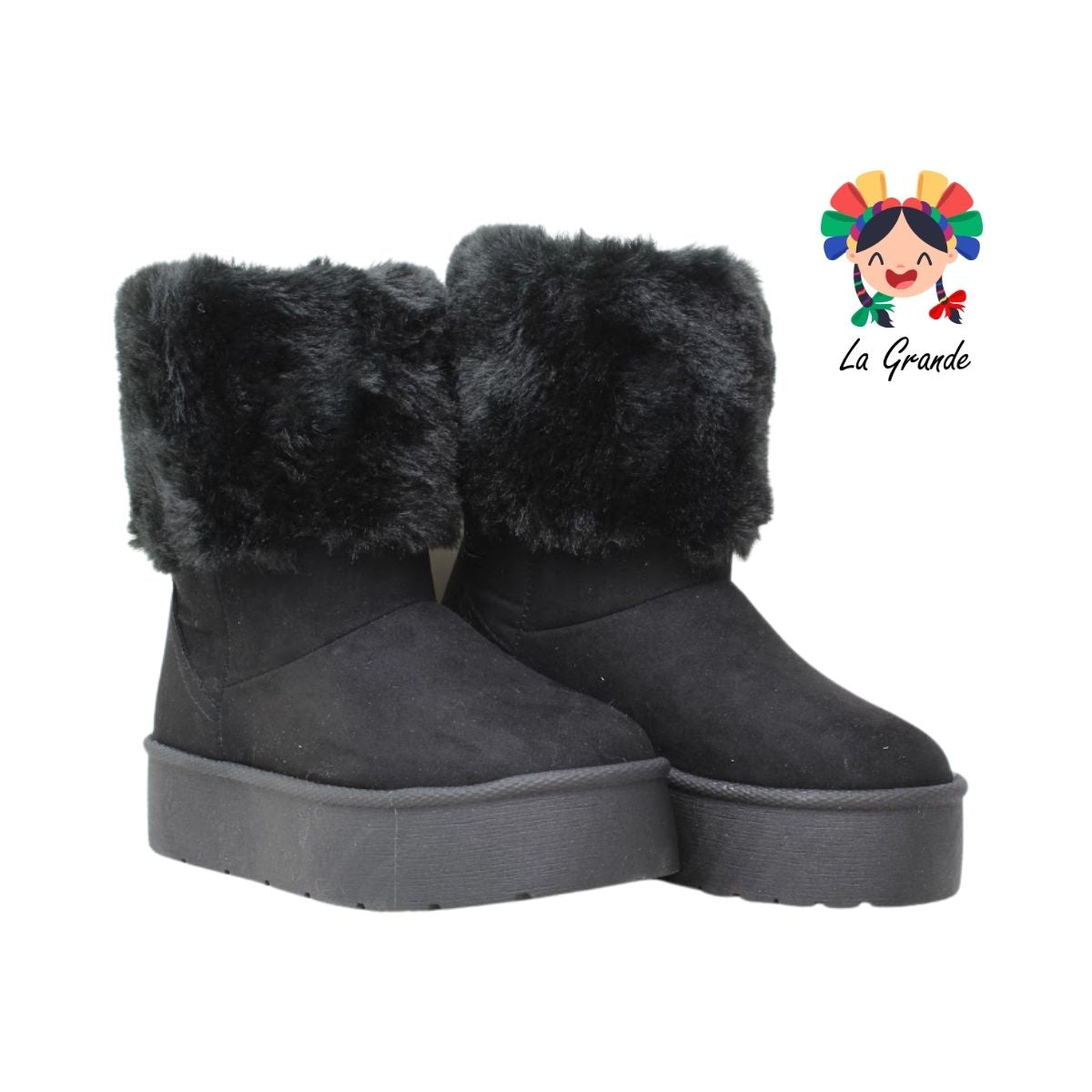 15010 FRIDAYS Negro Nobuck Bota con Peluche para Dama