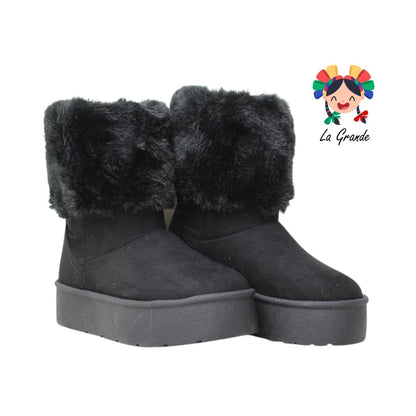 15010 FRIDAYS Negro Nobuck Bota con Peluche para Dama
