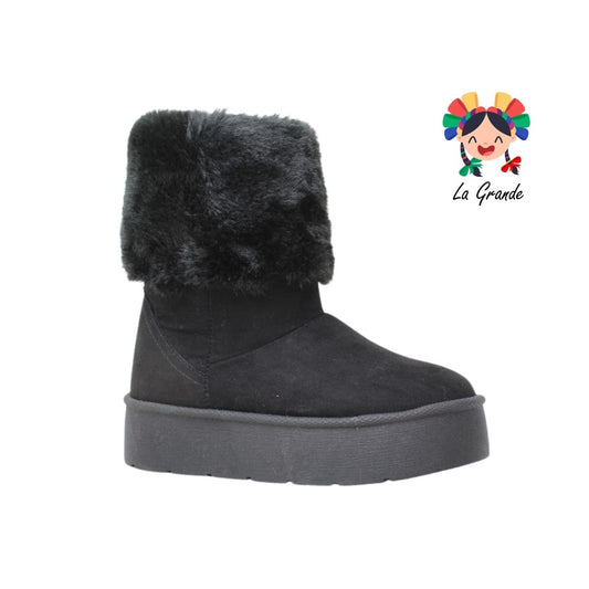 15010 FRIDAYS Negro Nobuck Bota con Peluche para Dama
