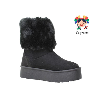 15010 FRIDAYS Negro Nobuck Bota con Peluche para Dama