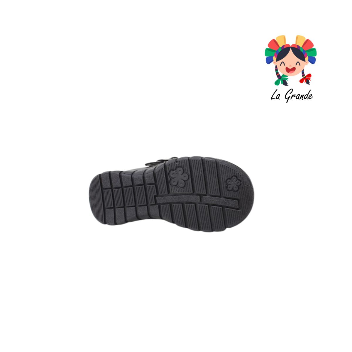 1504 MUJER BONITA Negro Piel Zapato Escolar para Niña