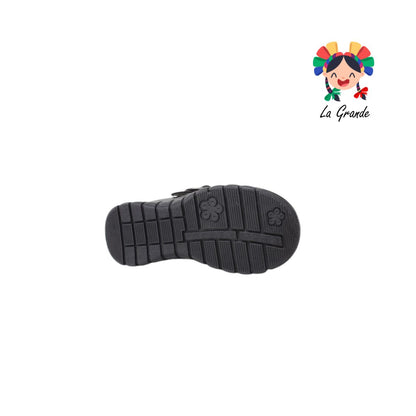 1504 MUJER BONITA Negro Piel Zapato Escolar para Niña