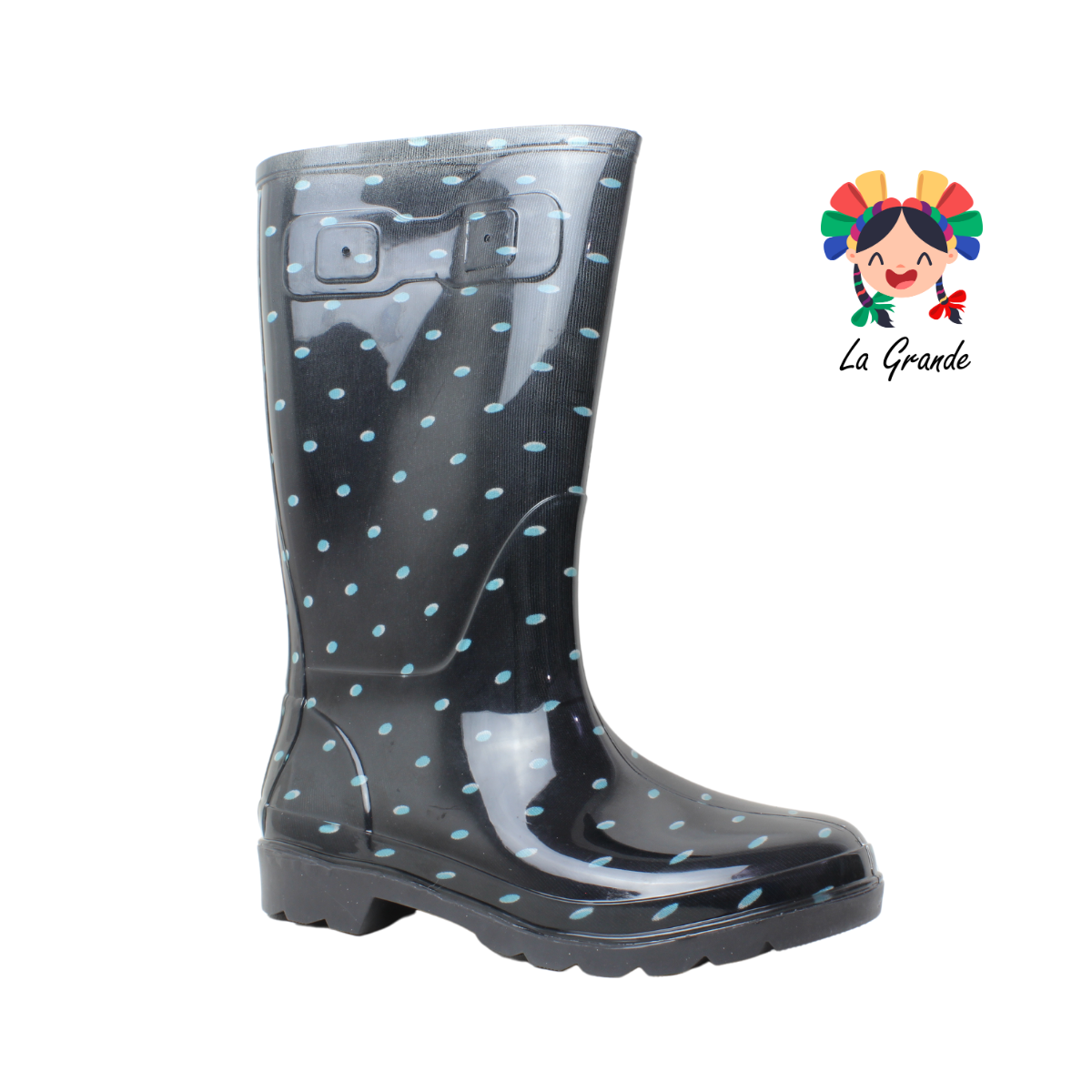 1515 TOP MODA Azul Negro Bota de Hule para Dama