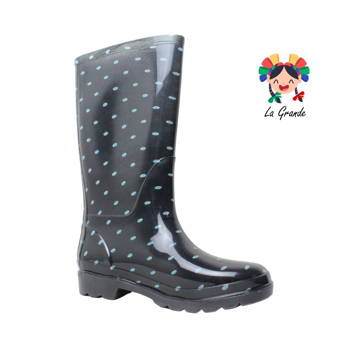 1515 TOP MODA Azul Negro Bota de Hule para Dama