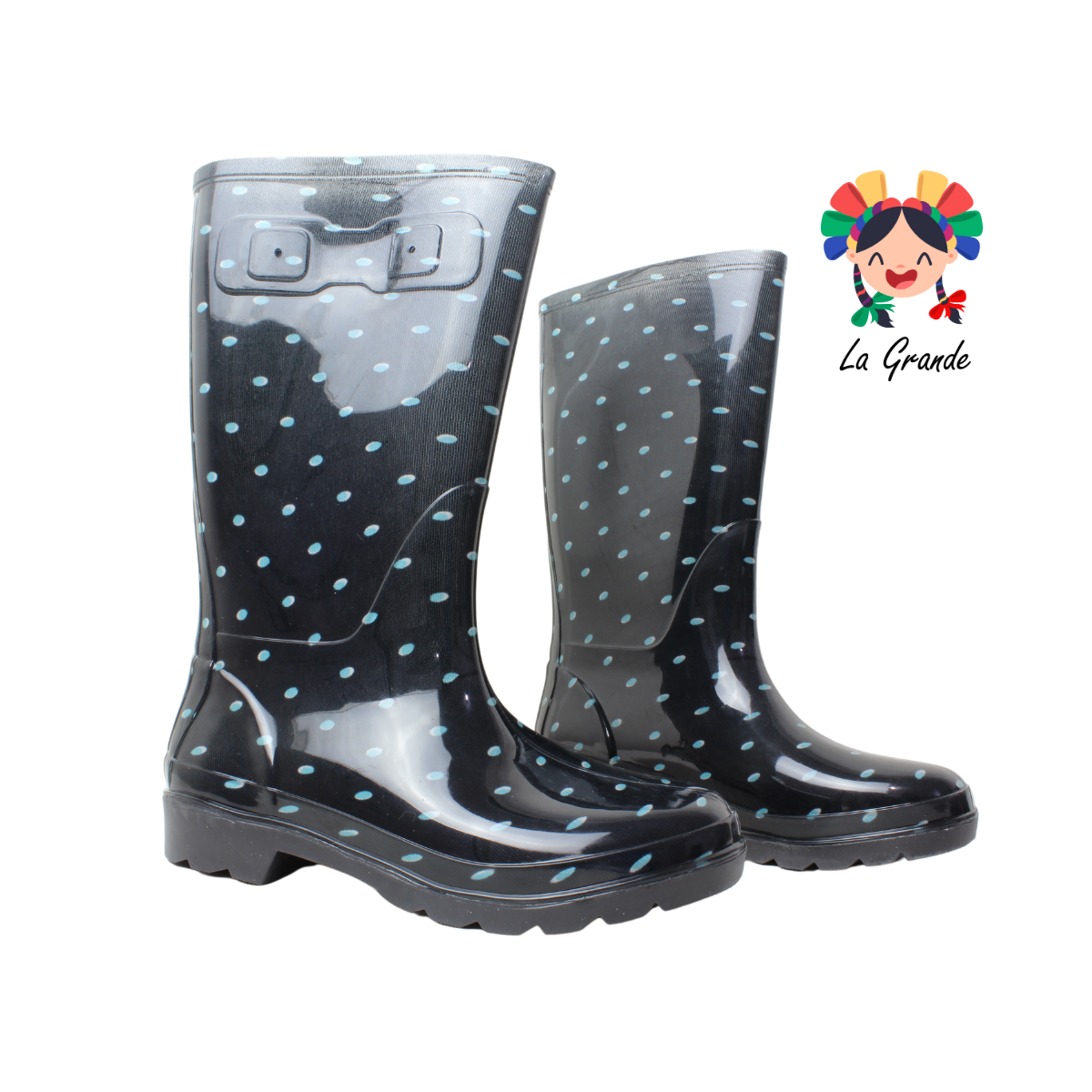 1515 TOP MODA Azul Negro Bota de Hule para Dama