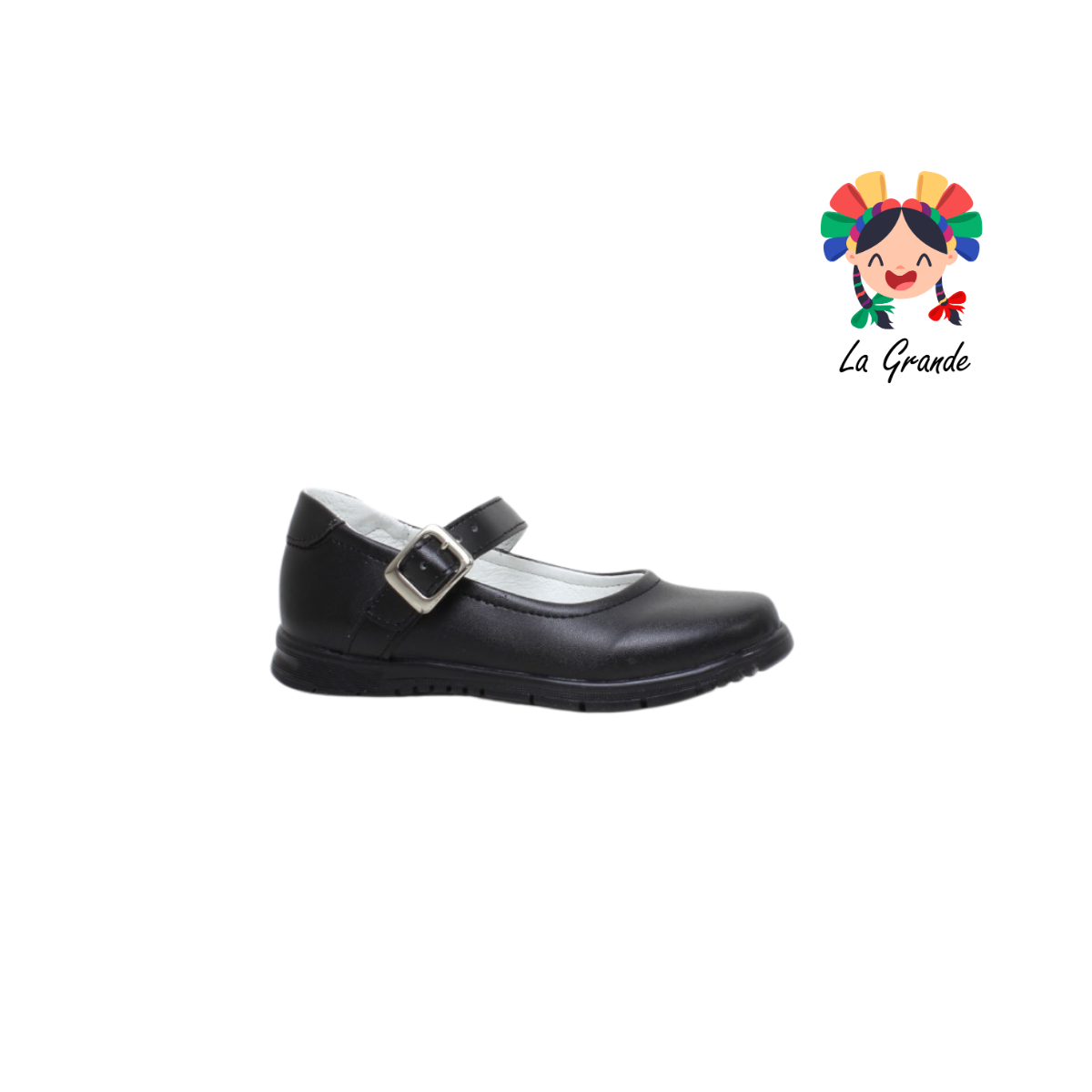 1520 DOMINIQ Negro Piel Zapato Escolar para Niña y Dama