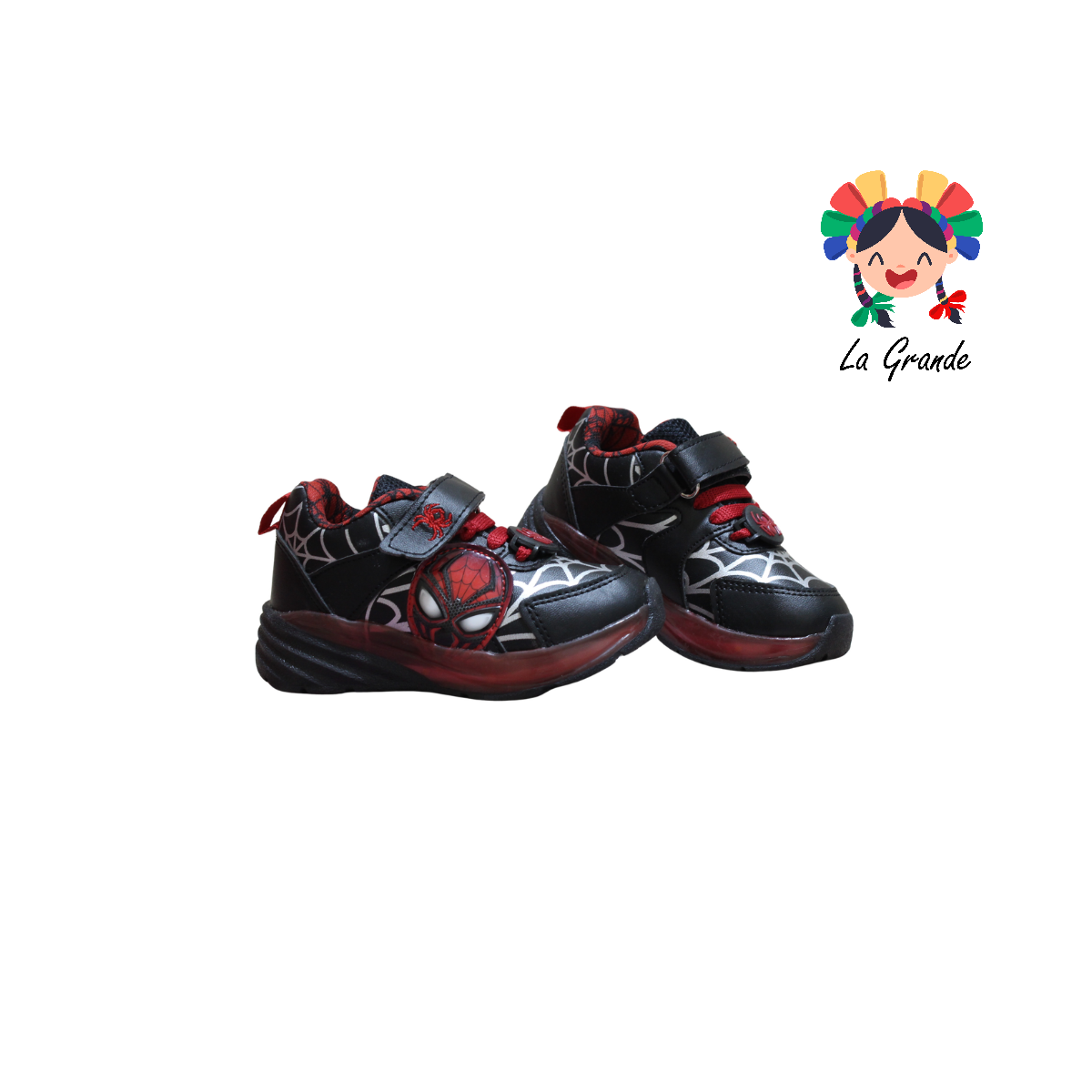 1727 KINGS-LU Negro Rojo Sintético Tenis Casual con Luz Led para Niño