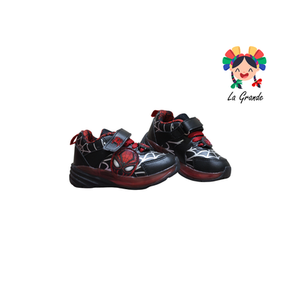 1727 KINGS-LU Negro Rojo Sintético Tenis Casual con Luz Led para Niño