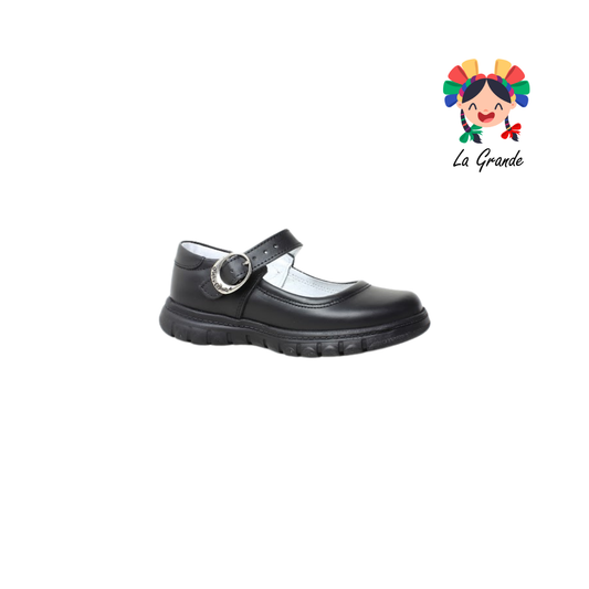 1530 MUJER BONITA Negro Piel Zapato Escolar para Niña