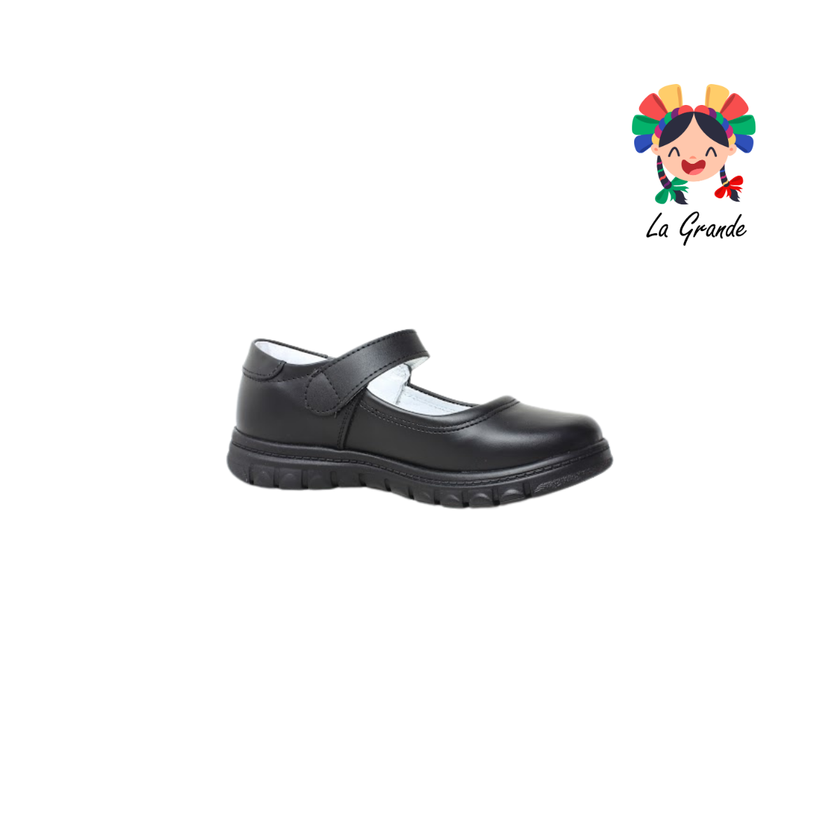 1530 MUJER BONITA Negro Piel Zapato Escolar para Niña