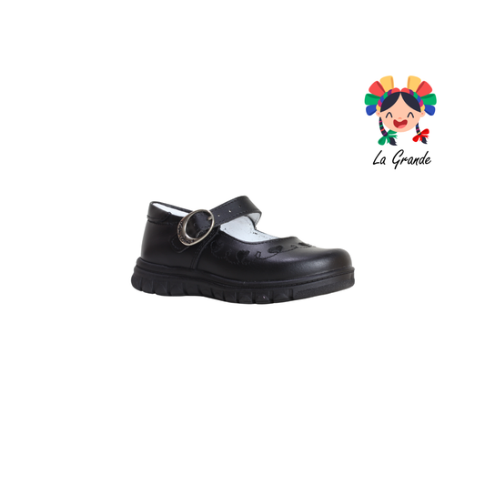 1538-B MUJER BONITA Negro Oscaria Zapato Escolar para Niña