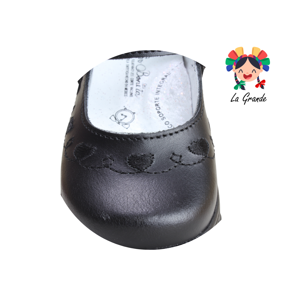 1538-B MUJER BONITA Negro Oscaria Zapato Escolar para Niña