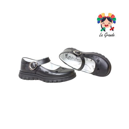 1538 MUJER BONITA Negro Piel Zapato Escolar para Niña