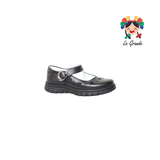 1538 MUJER BONITA Negro Piel Zapato Escolar para Niña